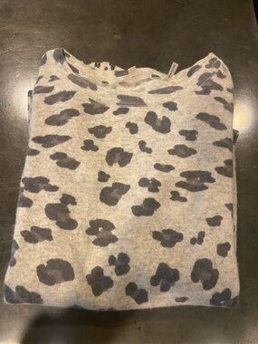 Rebecca Taylor Gray and Charcoal Leopard Print Pullover